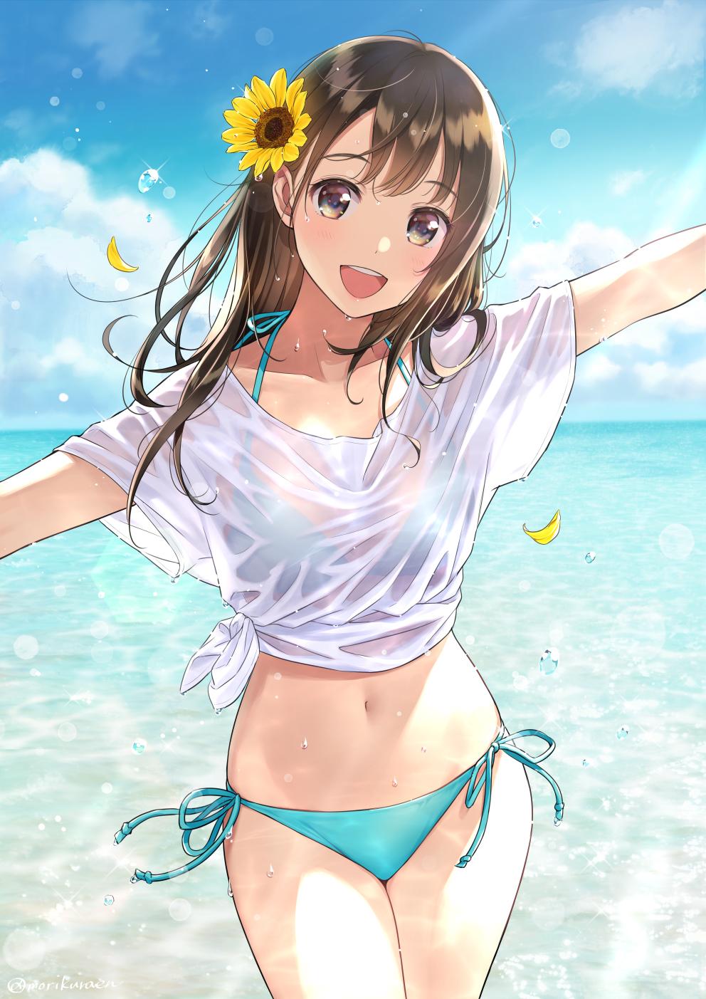 夏日比基尼少女动漫风4K高清壁纸，992x1403分辨率，手机专用，一键下载！