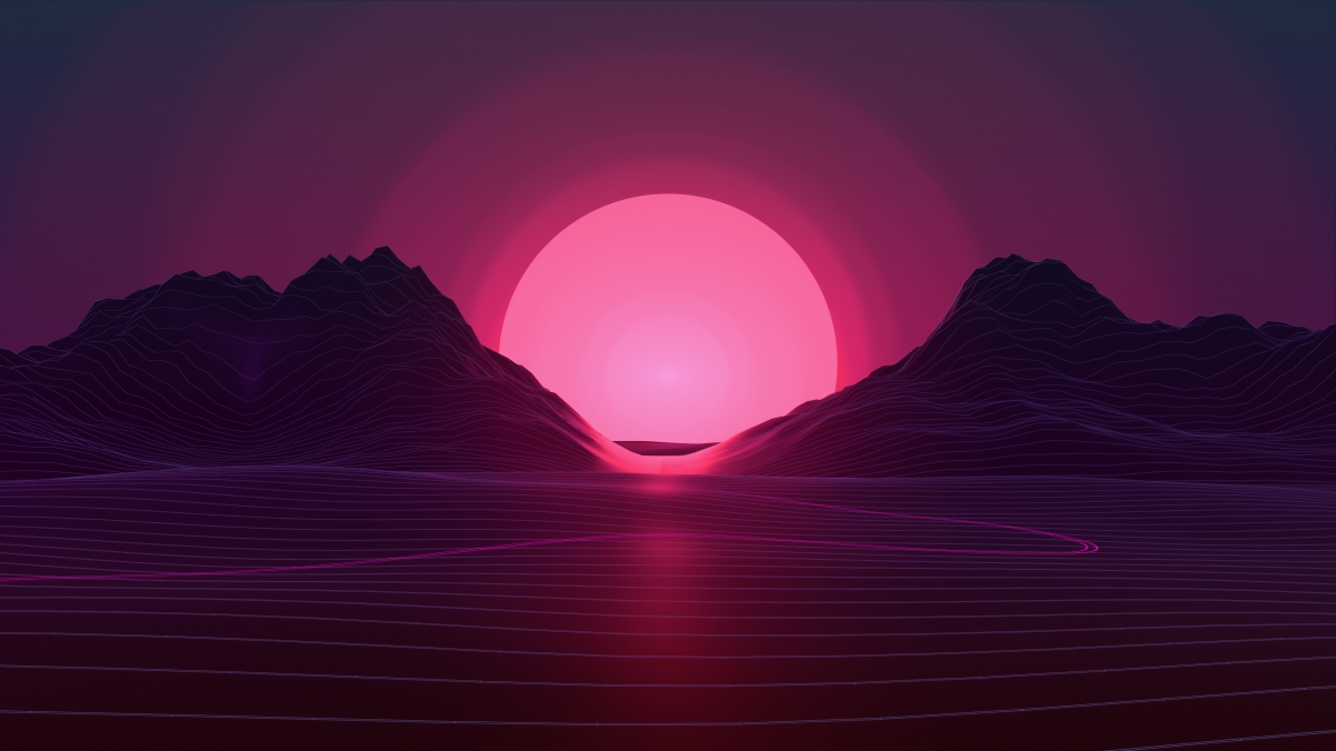 霓虹灯日落美景，4K超高清壁纸，3840x2160分辨率，一键下载