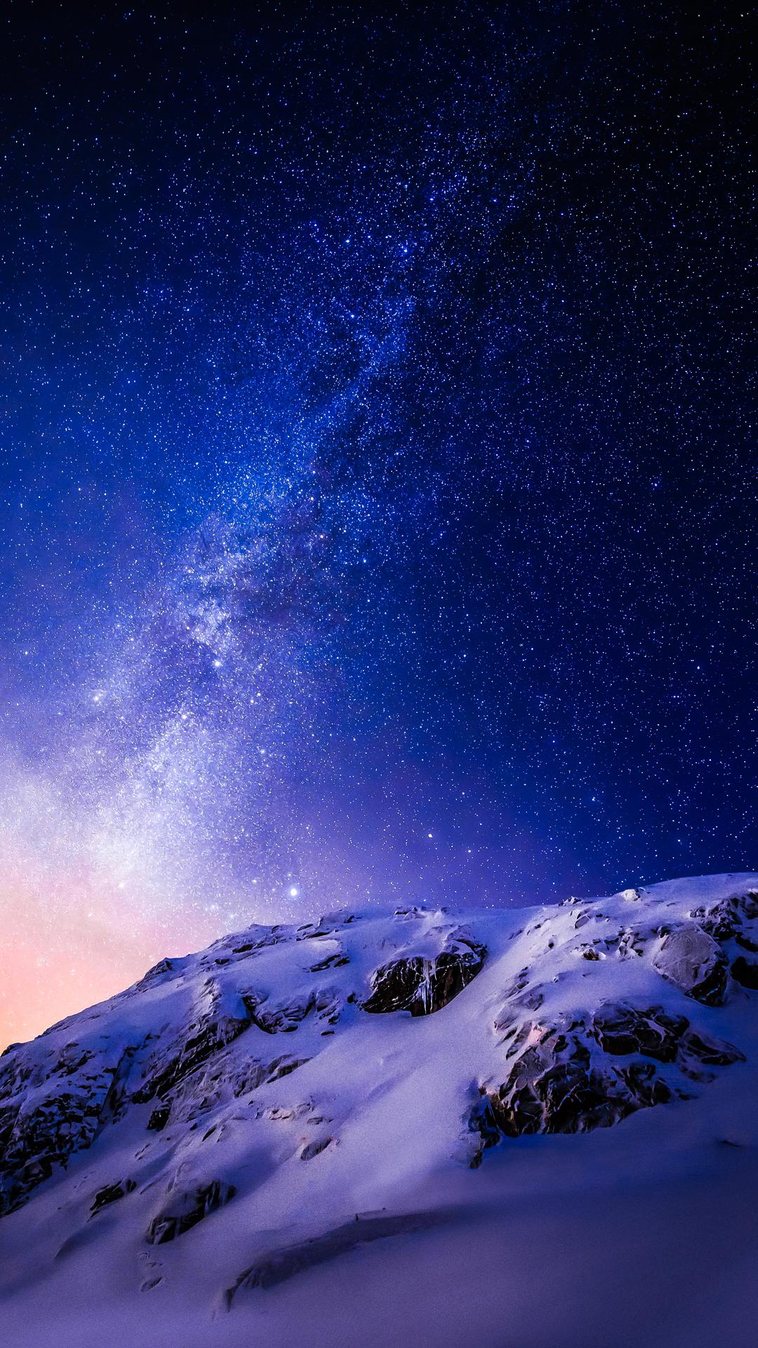 雪山星夜，星空璀璨，超清4K手机壁纸1080x1920，免费下载