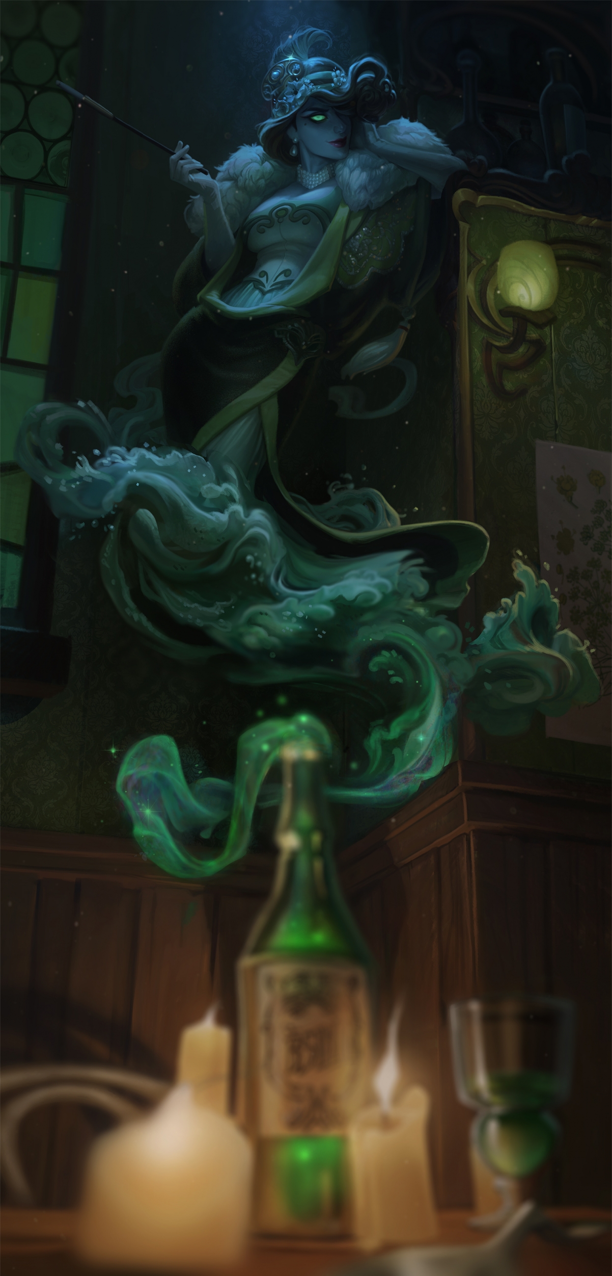 4K高清绿色仙女壁纸，1600x3333超清手机屏保，免费下载