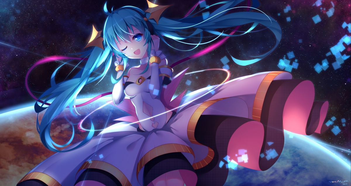 初音未来4K高清壁纸，蓝眸金发，精美动漫图片，4096x2175分辨率免费下载