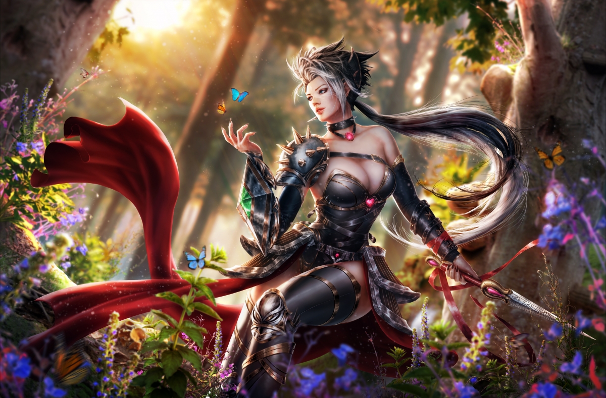 精灵森林蝴蝶梦，唯美美女壁纸与高清4K游戏图片，5000x3289超清下载