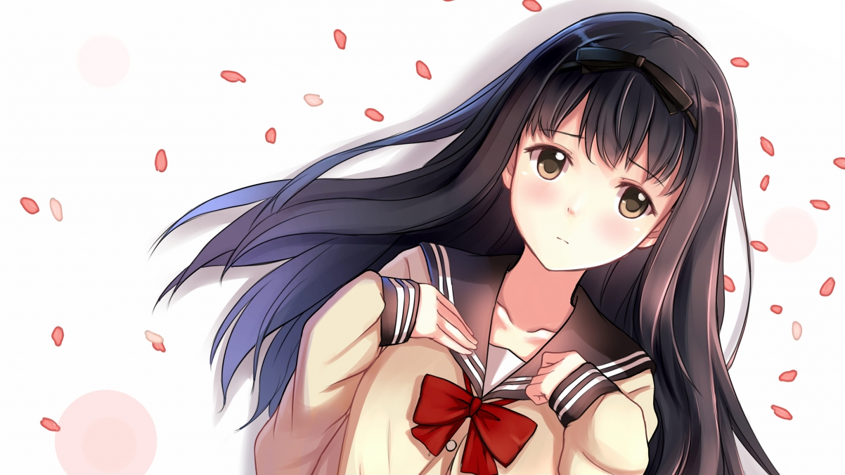 水手服黑发少女，战舰风采4K壁纸，高清动漫美图下载