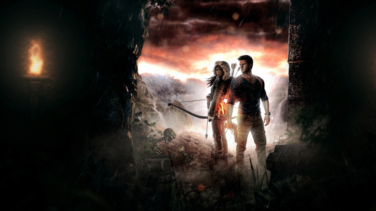 古墓丽影高清壁纸，LARA CROFT与NATHAN DRAKE，4K游戏图片下载，3840x2160分辨率