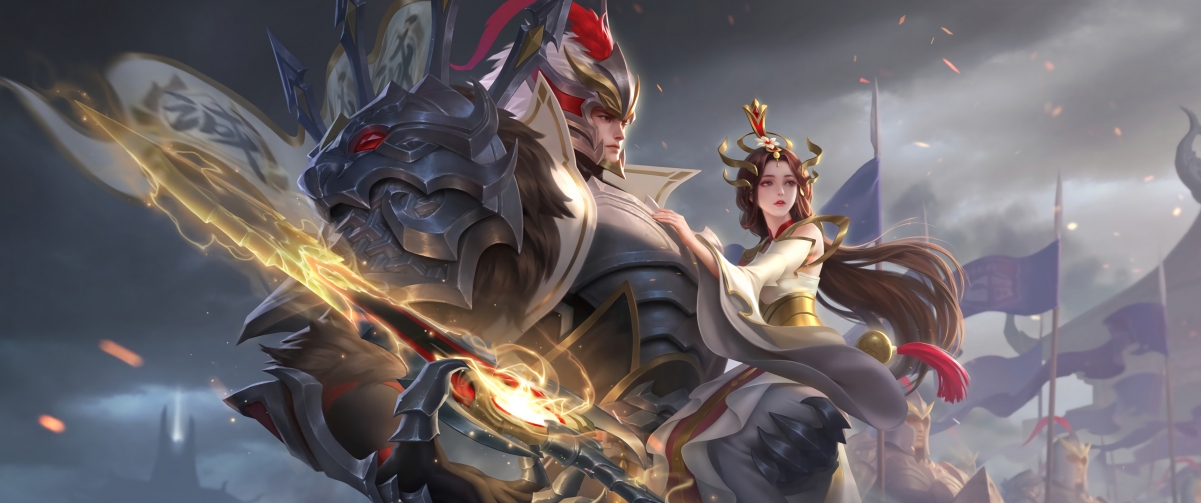 王者荣耀久胜战神干将莫邪，4K带鱼屏壁纸，3440x1440高清下载