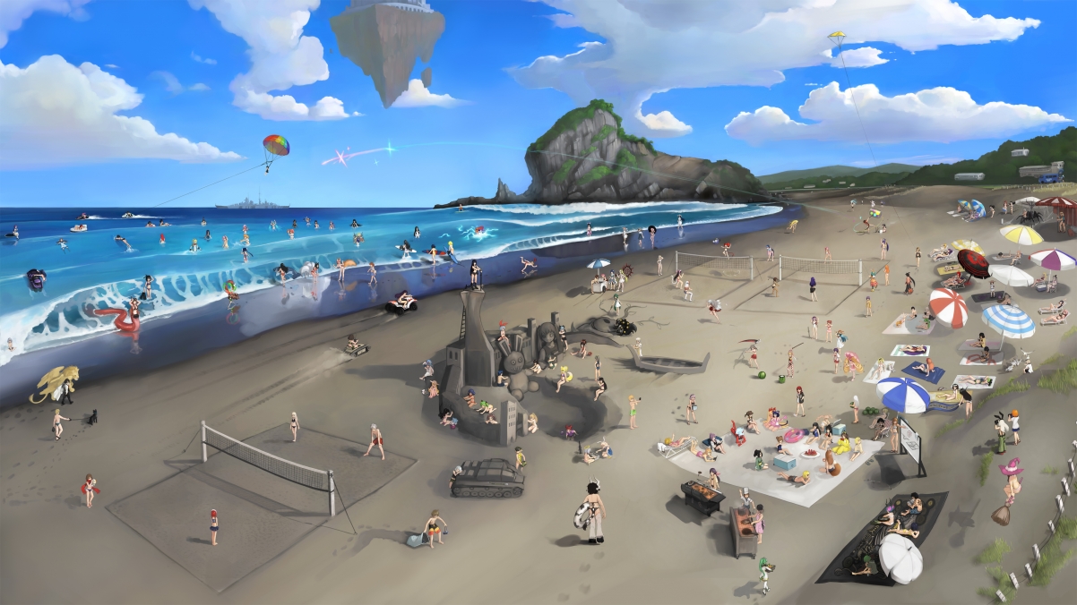 动漫大赏，海边沙滩精选4K超清壁纸，3840x2160高清下载