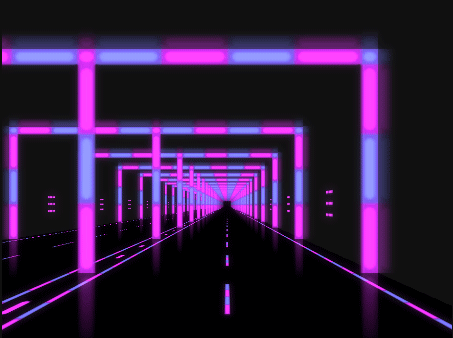html5 canvas穿梭霓虹灯街道动画场景特效