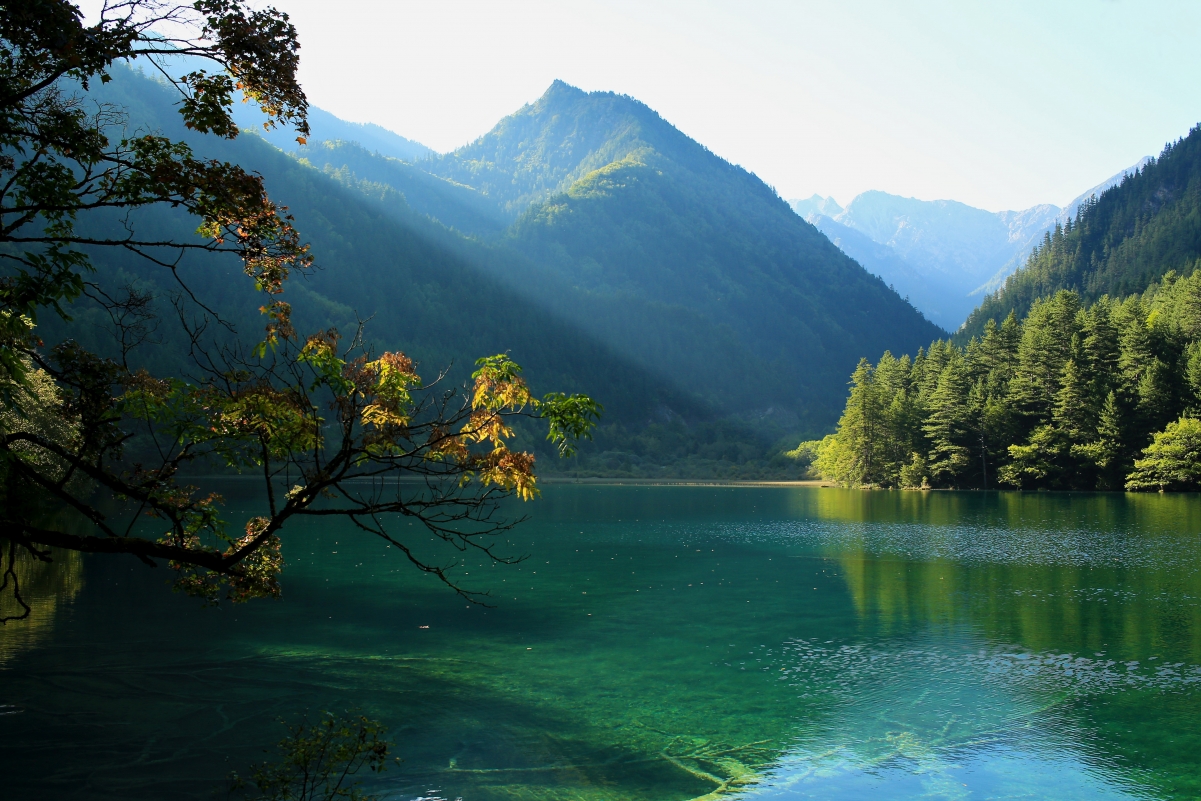 九寨沟绝美风光，湖水林影4K高清图片，4201x2800壁纸免费下载