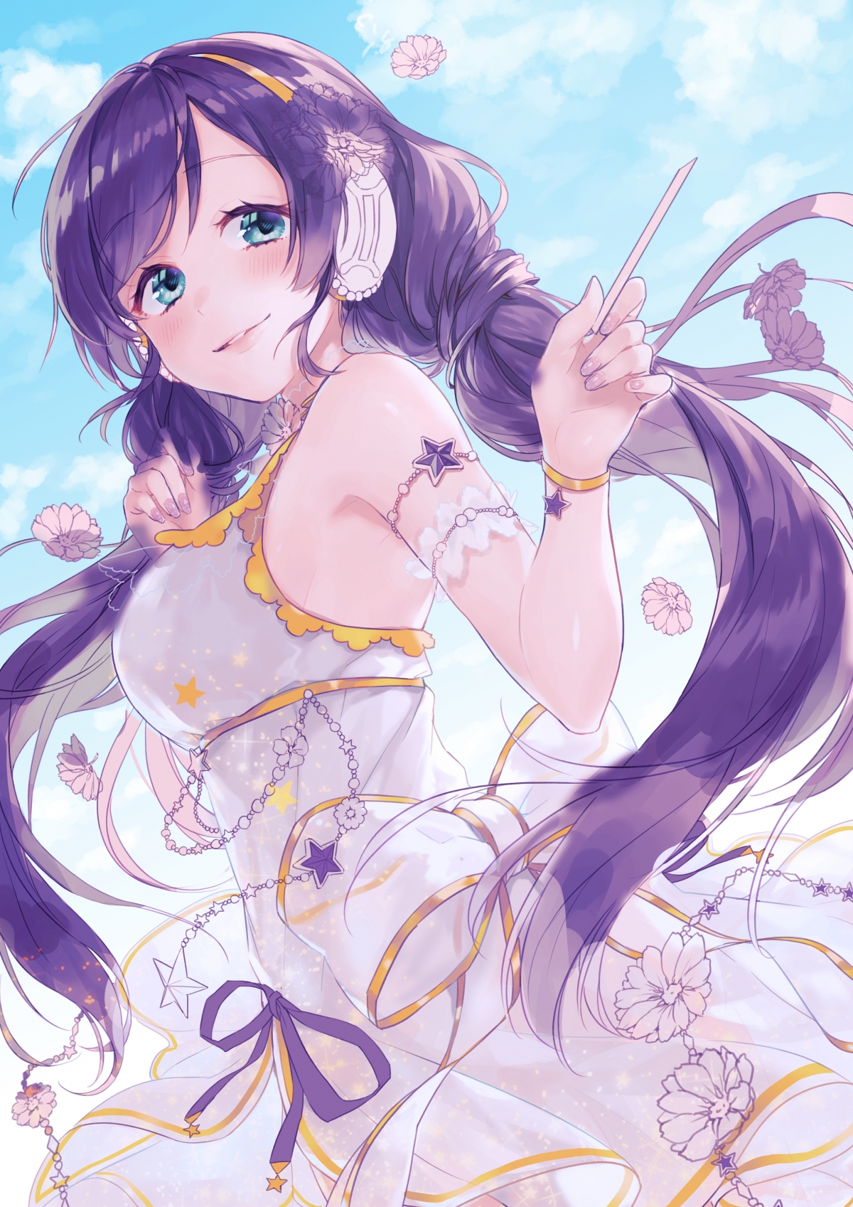 LoveLive! 紫色发系少女绝美裙装，竖屏动漫4K高清手机壁纸（2715x3840）
