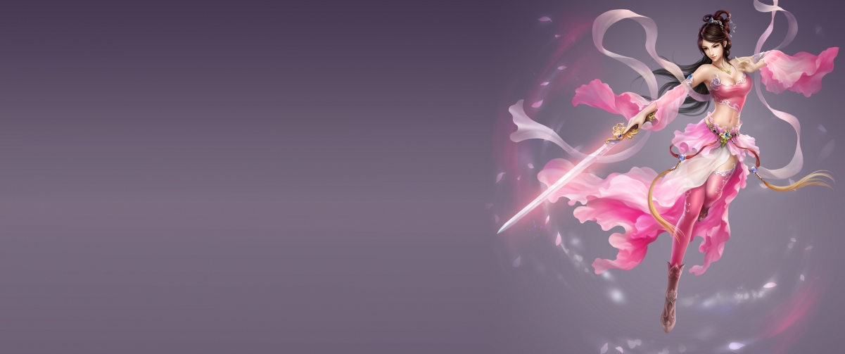 绝美古风游戏女神，剑舞倩影，4K高清壁纸3440x1440免费下载