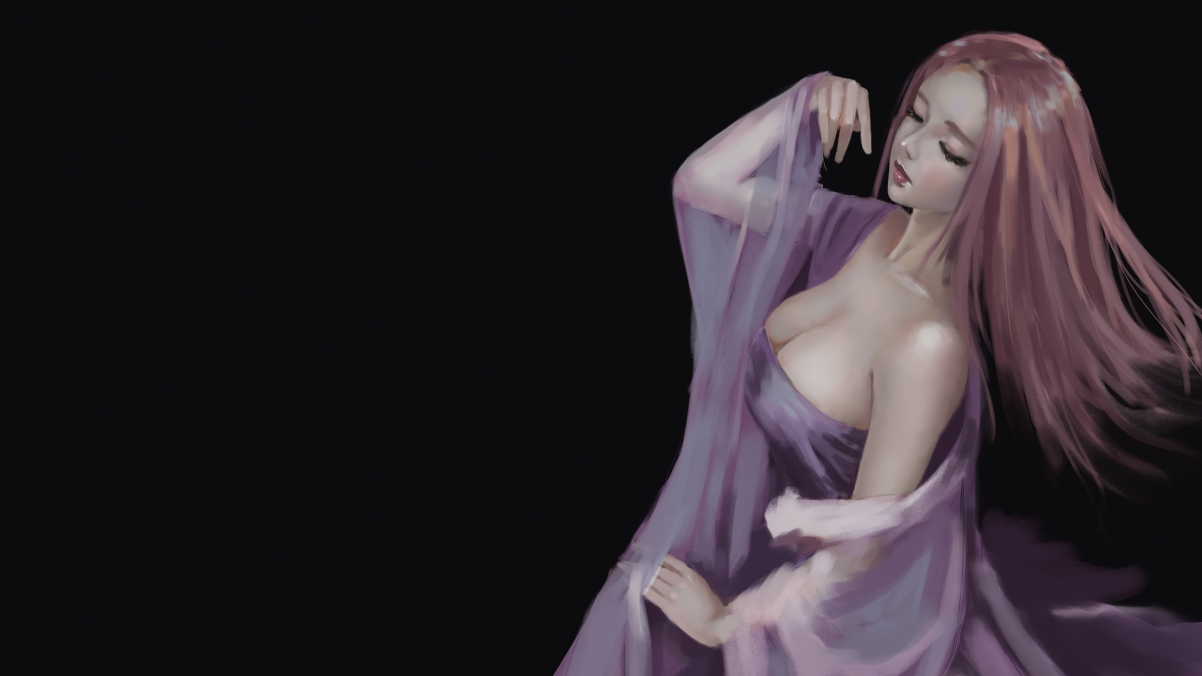 古风丽人，纯净黑幕映衬，超高清4K动漫壁纸，3840x2160精美下载