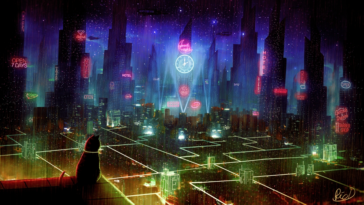 未来主义猫城，科幻3D景观，4K超清壁纸与游戏图片下载（3840x2160）
