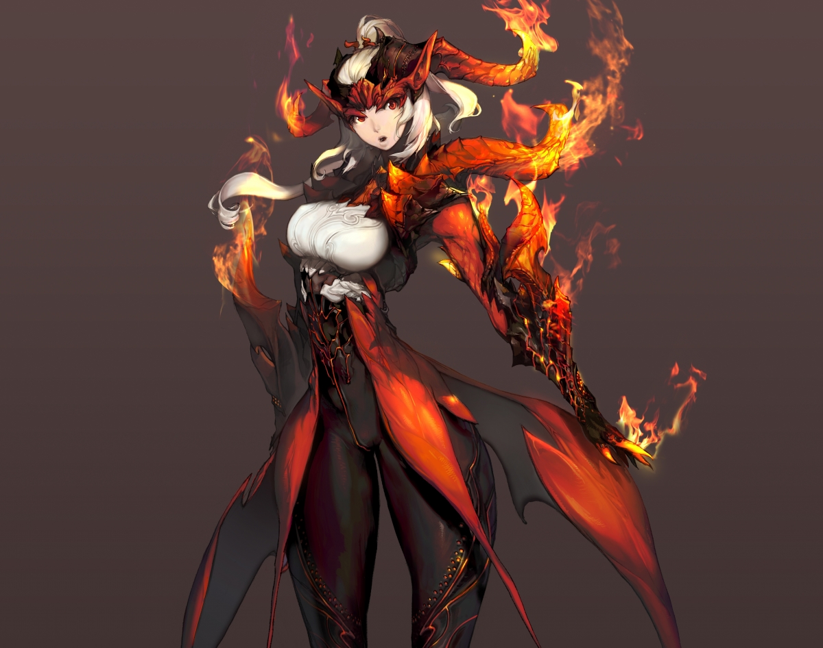 女孩火焰魔术师，艺术灵魂角，盔甲头盔装备，7K动漫壁纸，4K高清大图，7019x5531超清下载