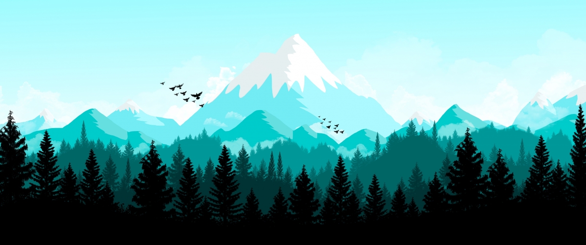 绝美森林山地4K壁纸，高清3440x1440分辨率，一键下载！