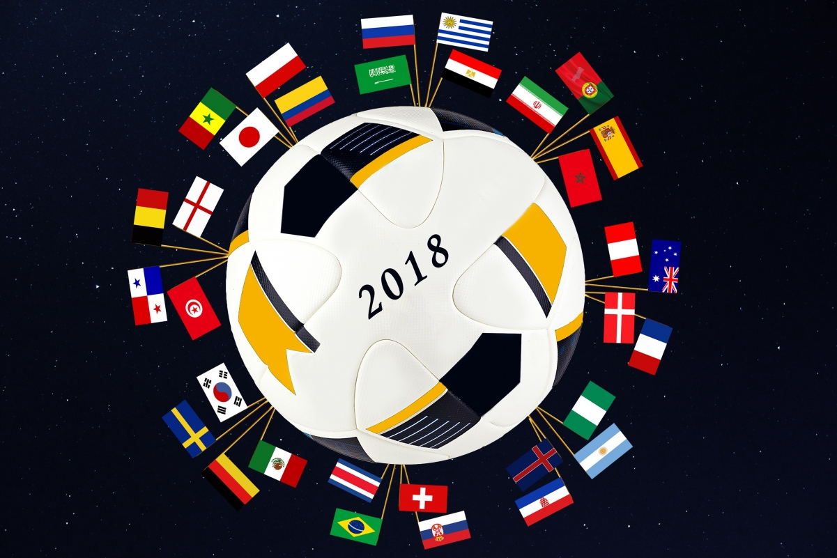 2018俄罗斯世界杯，足球锦标赛标志创意图片，高清4K背景壁纸下载