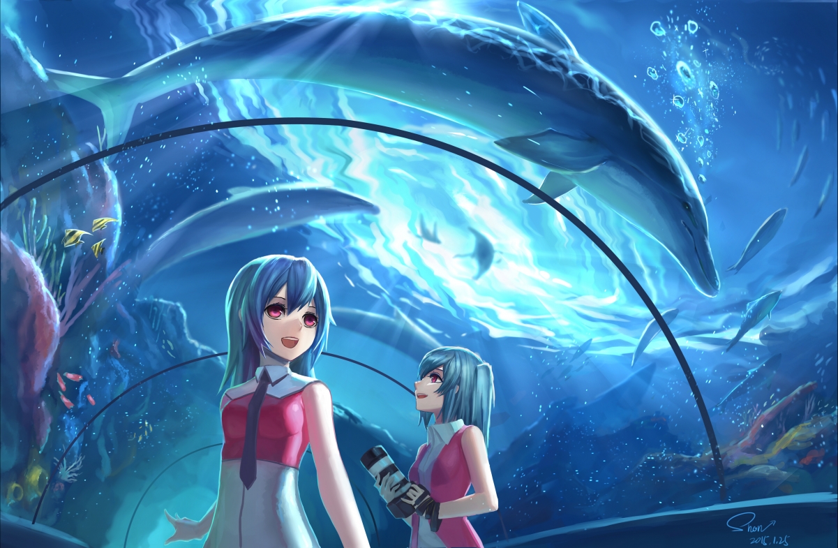 水族幻境，初音萌妹4K动漫壁纸，超清3898x2550，免费下载