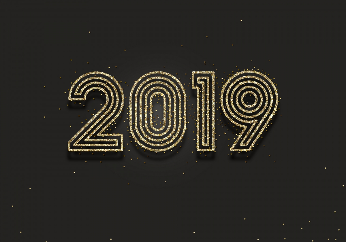 2019金色数字创意4K壁纸，高清4000x2800背景图片下载