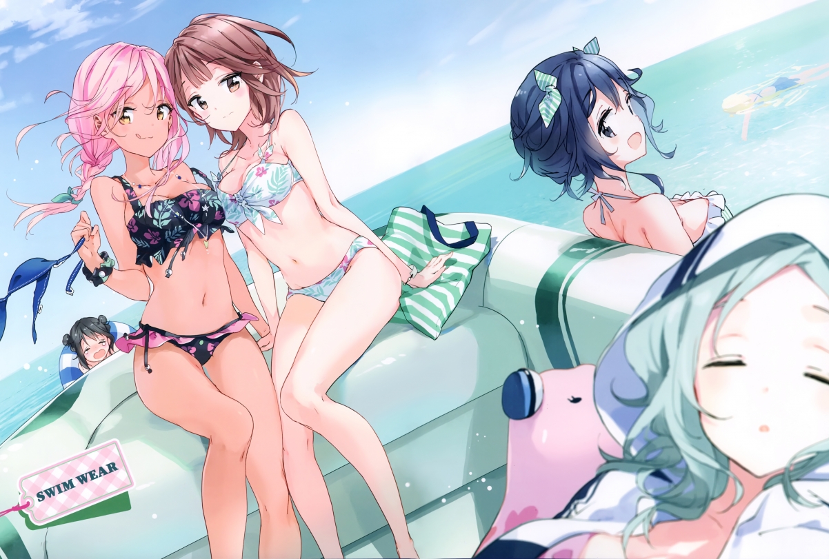 夏日海滩风情，比基尼可爱女生畅游，高清4K动漫壁纸下载（4218x2845）