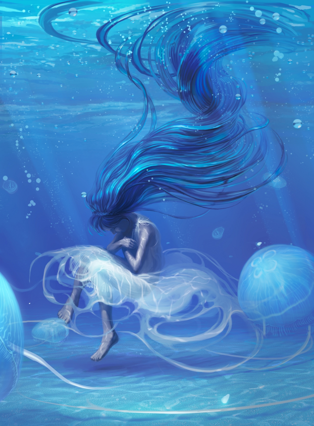 水下长裙女孩，绝美4K手机壁纸，高清1683x2285，一键下载