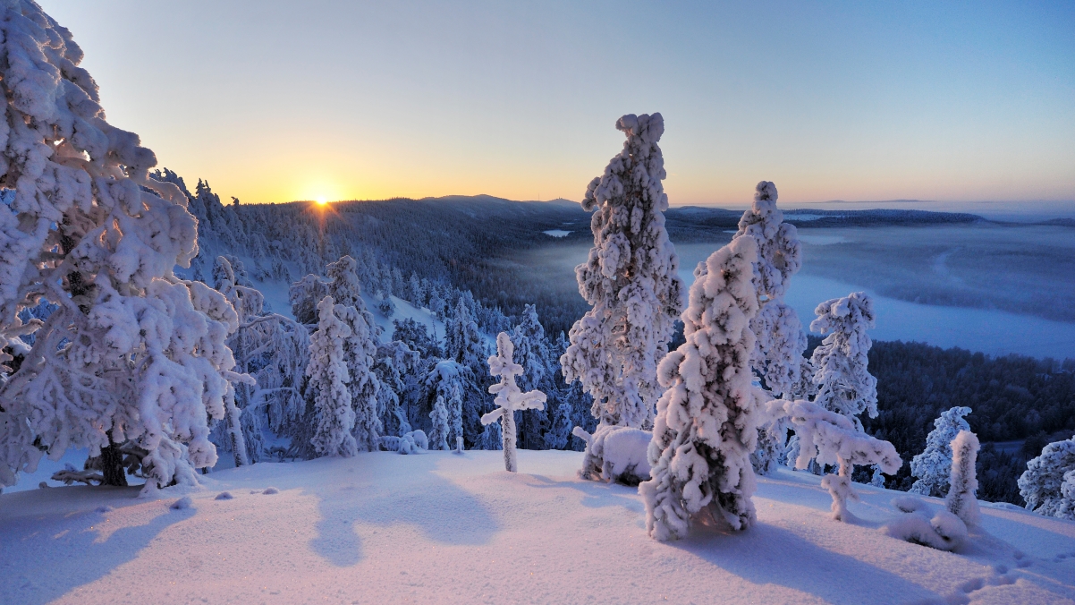 芬兰冬季雪景高清壁纸，4K美景图片，3840x2160分辨率，免费下载