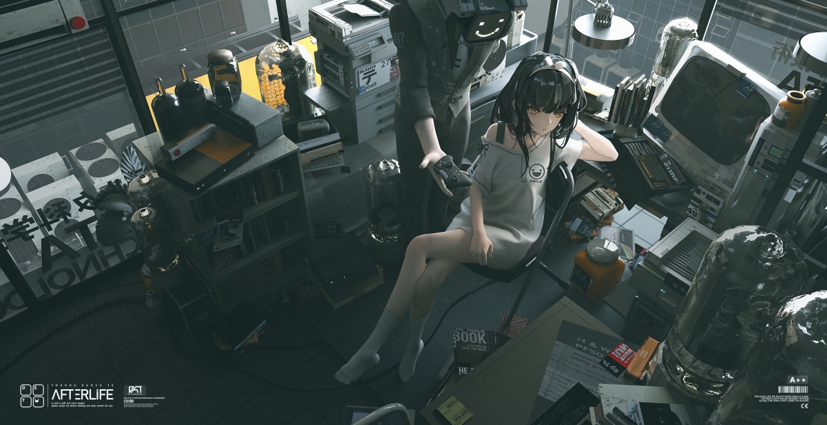 二次元美少女科学实验室风光，高清4K动漫壁纸，绝美场景空间，4400x2262分辨率下载