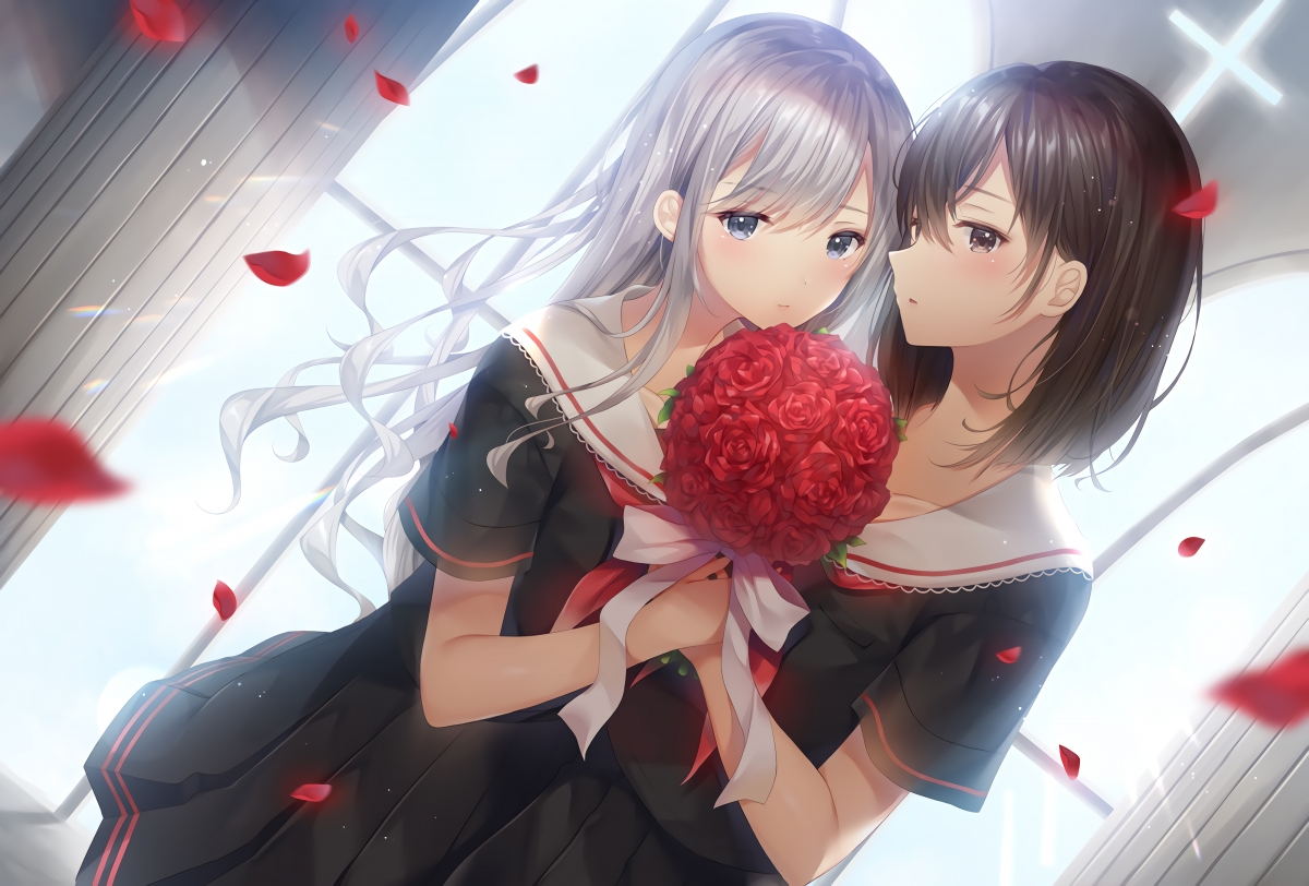 百合之恋，绝美双姝4K动漫壁纸，高清大图4000x2707免费下载