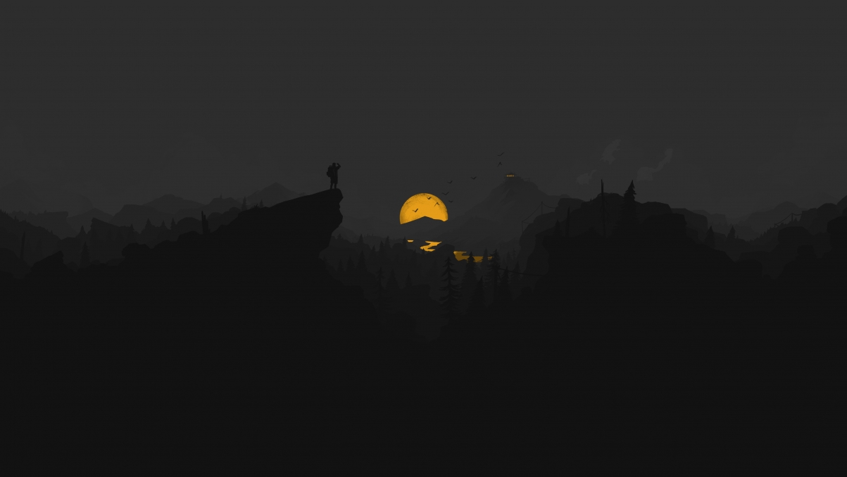Firewatch看火人，暗黑之夜极简风，高清5K壁纸下载（5120x2880）