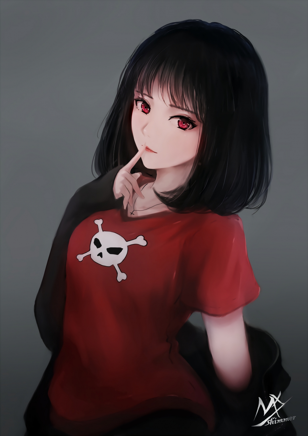 动漫短发美女红眸惊艳，超清4K壁纸，3968x5608超高清下载