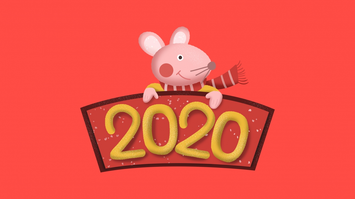 2020帅气鼠年新春喜庆高清4K壁纸，3840x2160分辨率，免费下载