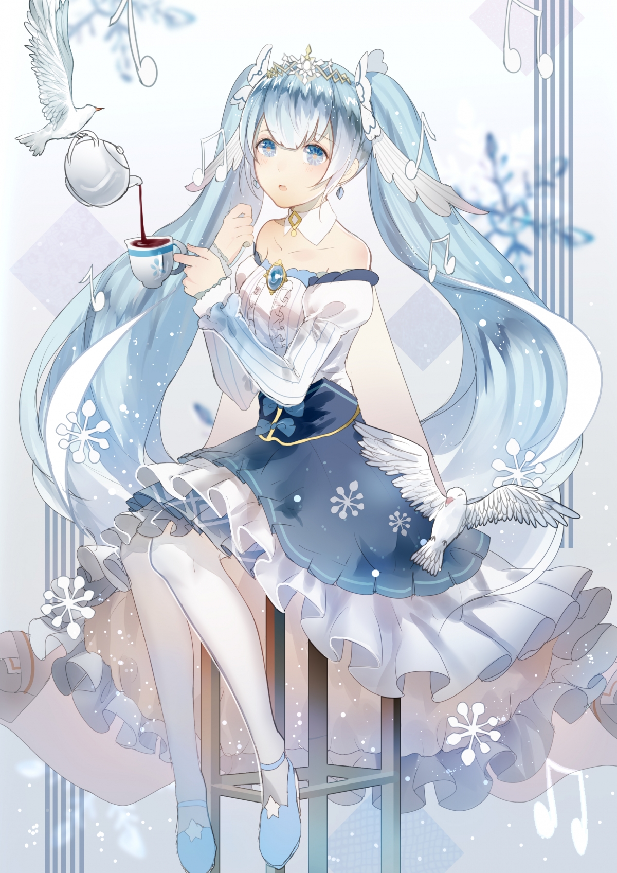 初音绝美演绎，高跟鞋连裤袜，音乐旋律跃然屏上，4K高清手机壁纸惊艳下载