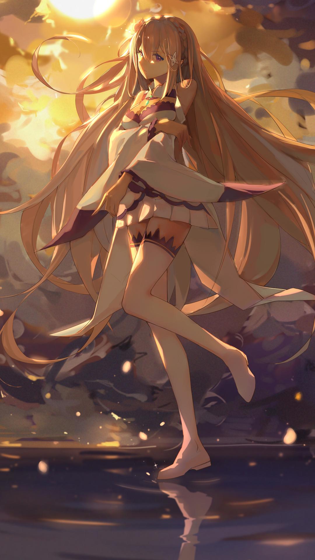 绝美长发少女动漫壁纸，修长美腿吸睛，1080x1920超高清4K下载