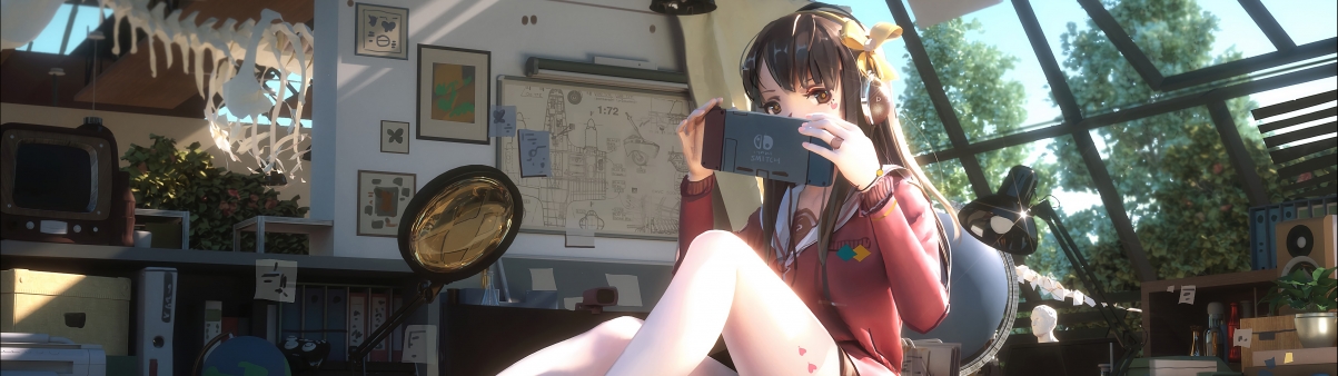 二次元美少女高清壁纸，白色丝袜魅力尽显，5120x1440超清4K动漫图片下载