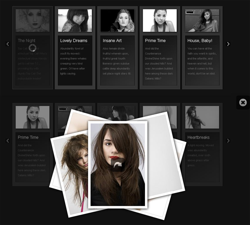 jquery css3点击左右按钮图片滑动切换和点击图片叠加弹出层显示