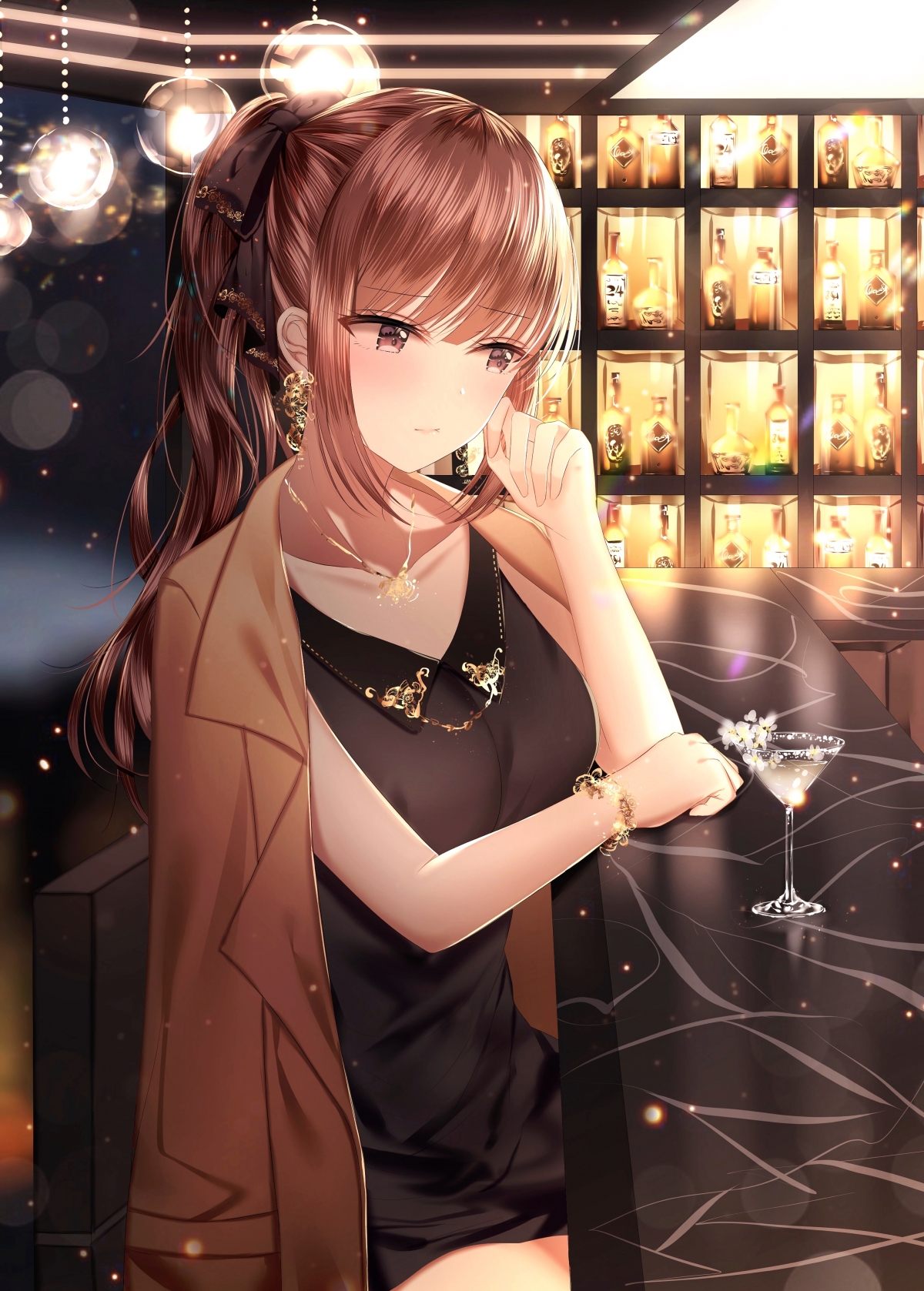 黑色马尾连衣裙女神，绝美4K动漫竖屏壁纸，超清2863x4002下载