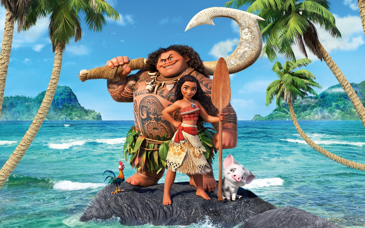 海洋奇缘Moana，绝美大海海岸棕榈树，4K高清动漫壁纸，4000x2500超清下载