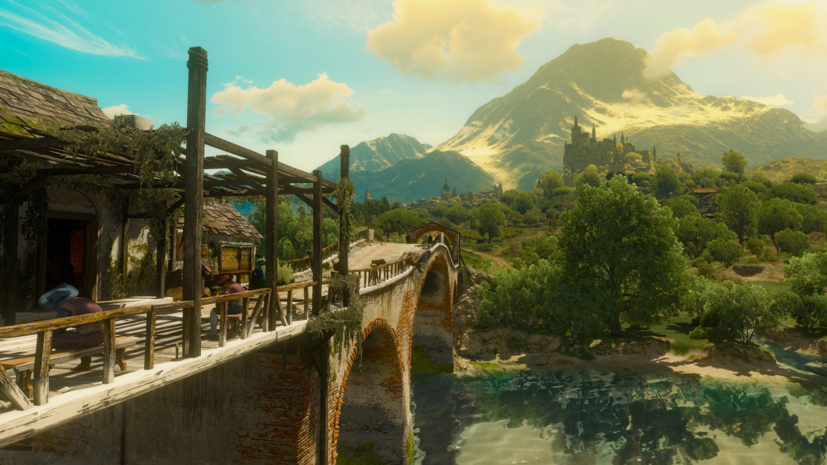 巫师3:狂猎绝美风景——城堡、森林、河流与桥梁4K高清壁纸，3840x2160超清下载