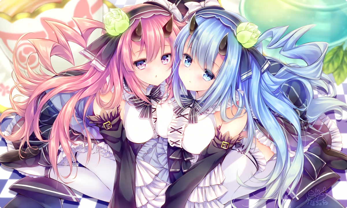 恶魔角美少女姐妹，精选4K动漫壁纸，高清4432x2660大图下载