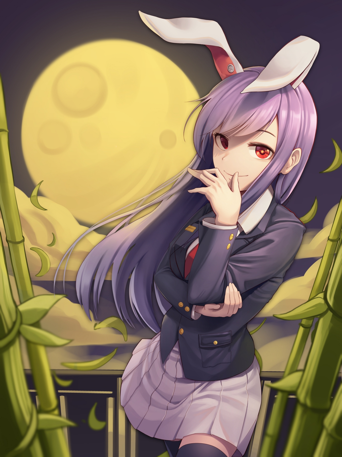 红眸兔耳，长发飘飘动漫少女竖屏壁纸，超高清4K画质，精选3000x4000下载