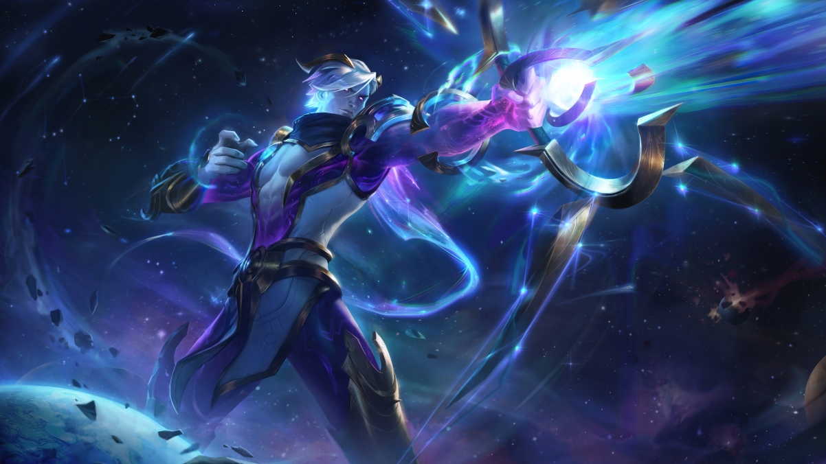 LOL英雄联盟，惩戒之箭韦鲁斯4K超高清壁纸，猎户星神主题，3840x2160分辨率，免费下载