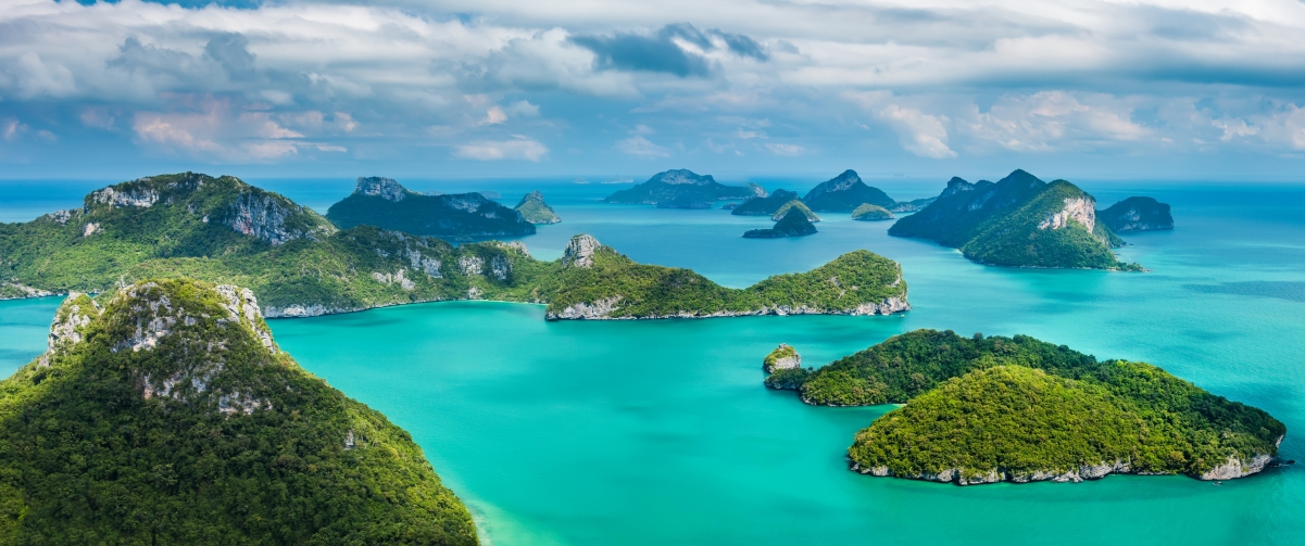 泰国安通海洋公园热带岛屿群，绝美4K风景壁纸，高清3440x1440下载
