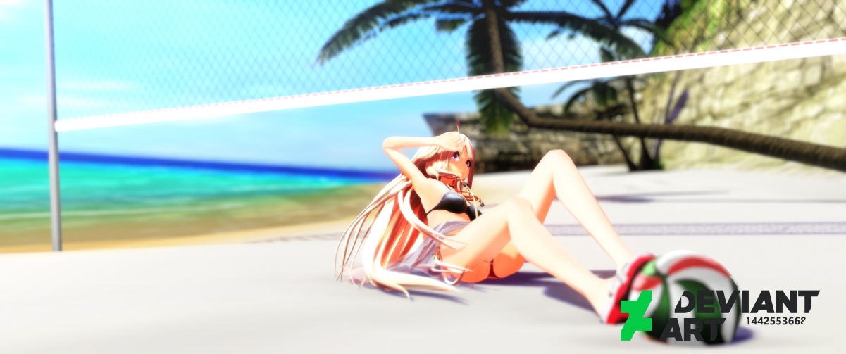 夏日沙滩长发动漫女神4K超高清壁纸，3440x1440分辨率，免费下载
