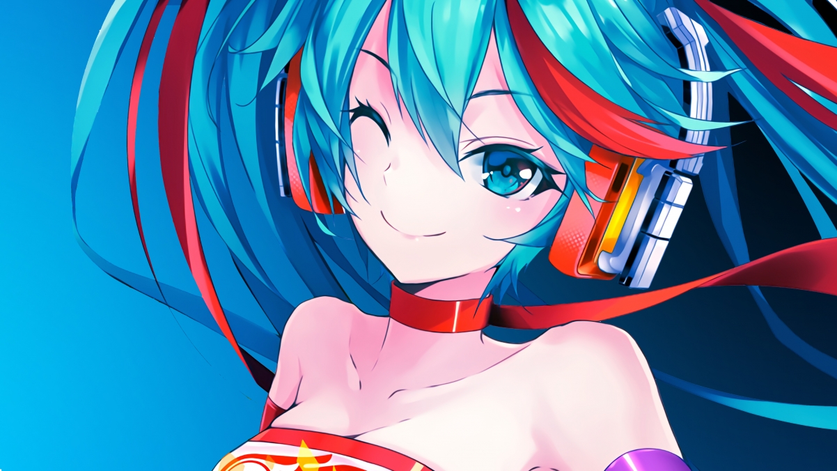 Miku初音未来，闭眸萌妹4K动漫壁纸，超清3840x2160分辨率下载