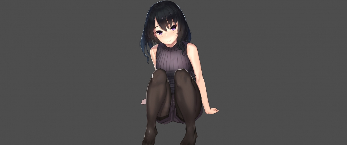 高清4K动漫壁纸下载，黑色丝袜动漫女生 3440x1440 分辨率