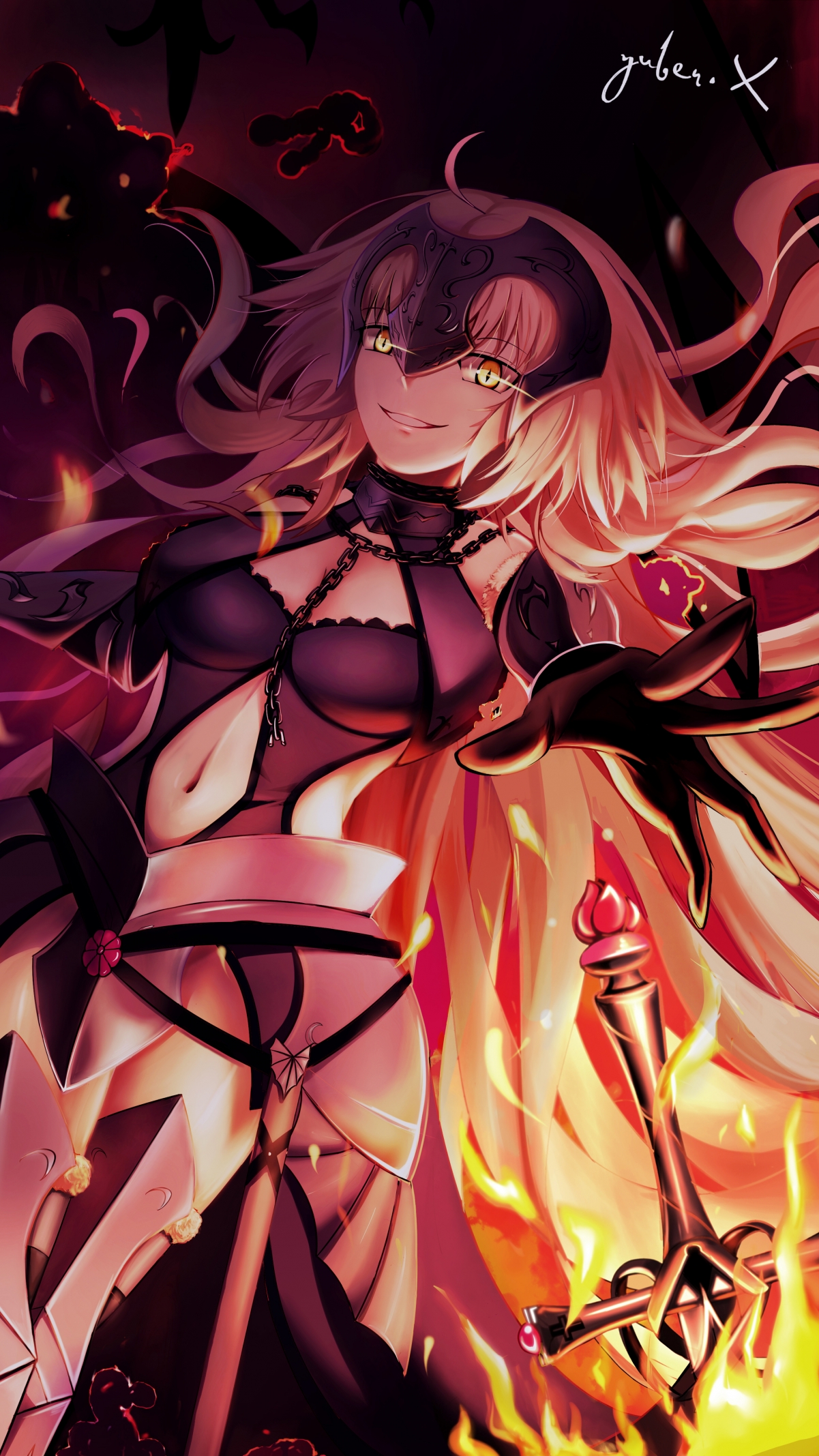 黑贞德动漫美女高清4K手机壁纸，2160x3840分辨率，唯美精选下载