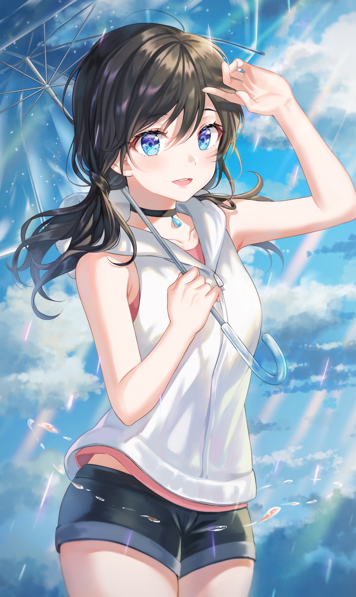 女孩与雨，天气之子阳菜绝美竖屏4K手机壁纸，高清2385x4000，免费下载