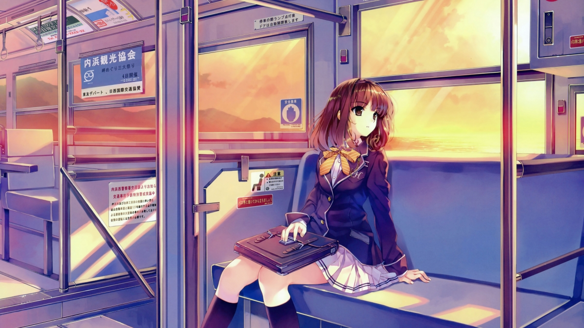 女生车厢主题，高清4K动漫壁纸，3840x2160分辨率，精美图片下载