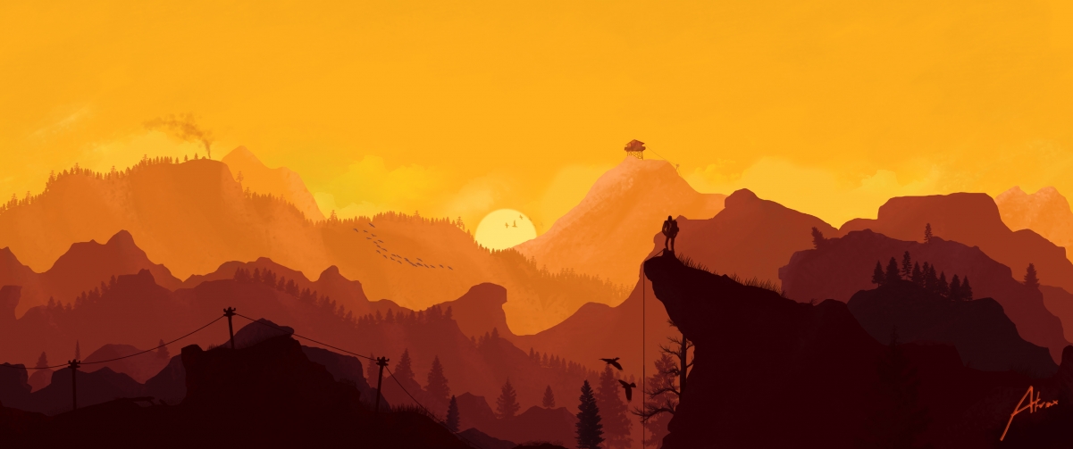 绝美山景日落，3440x1440高清壁纸，游戏图片下载，尽享4K视觉盛宴