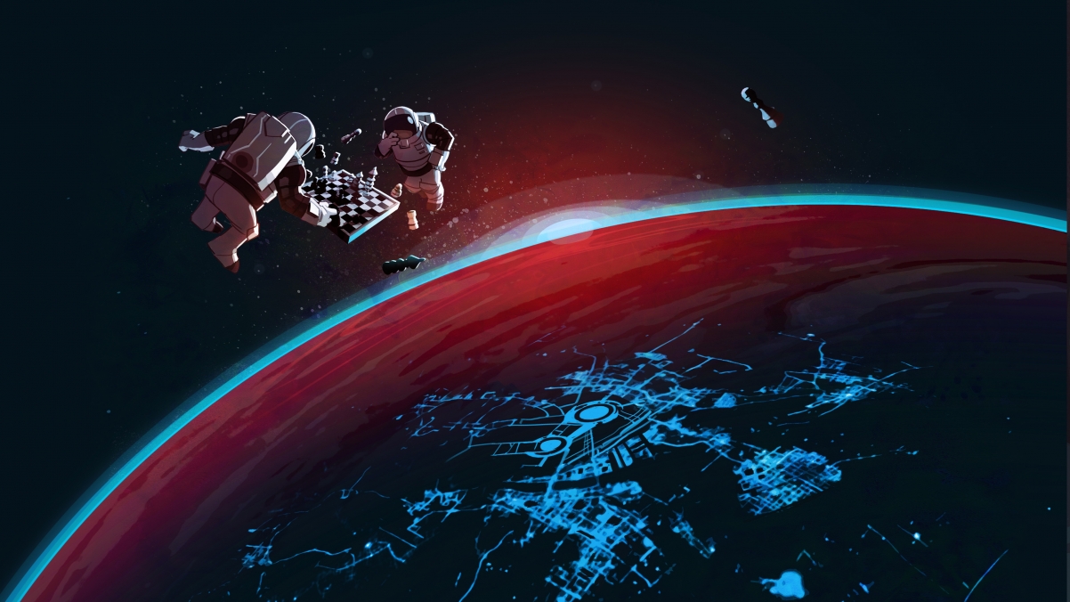 宇宙太空象棋对弈，绝美4K风景壁纸，3840x2160高清下载