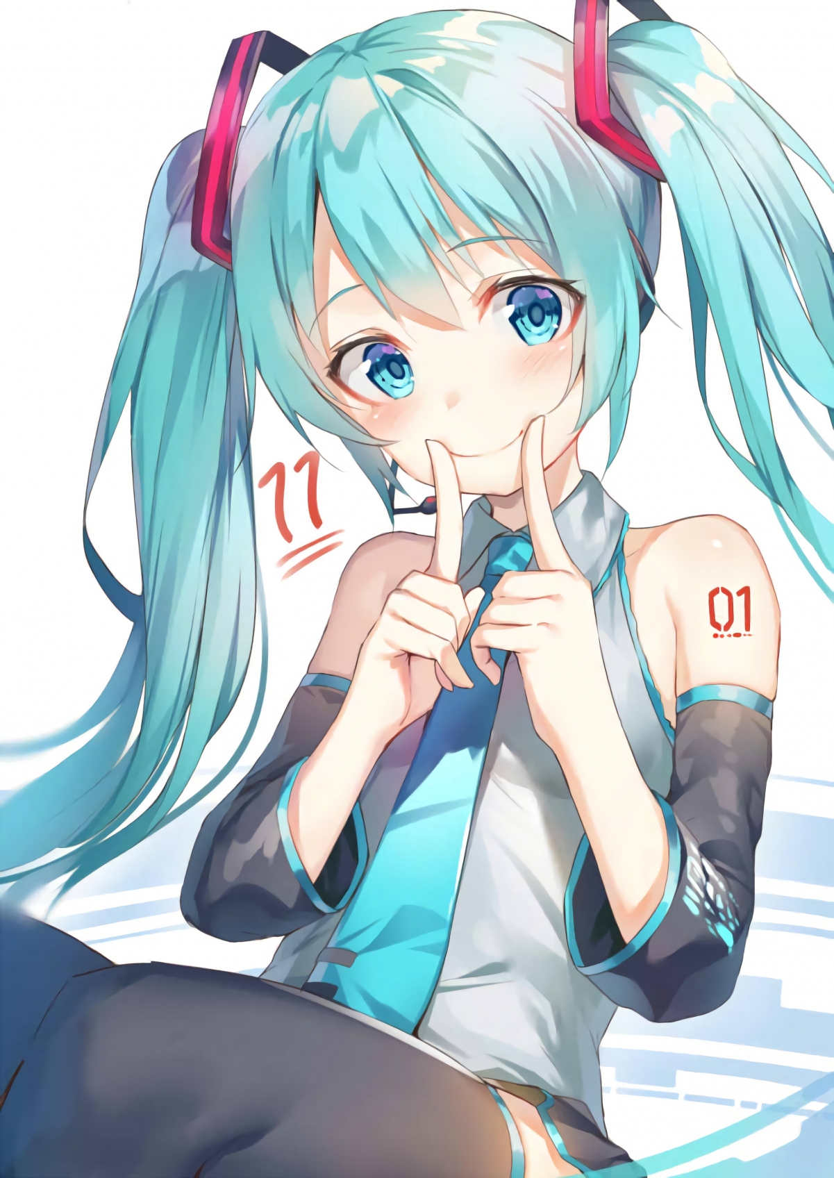 高清4K蓝色眼睛初音少女壁纸，2832x4000分辨率，手机专属美化