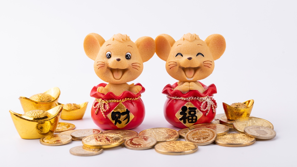 2020鼠年元宝金币高清4K壁纸，精美背景图片，3840x2160分辨率，免费下载